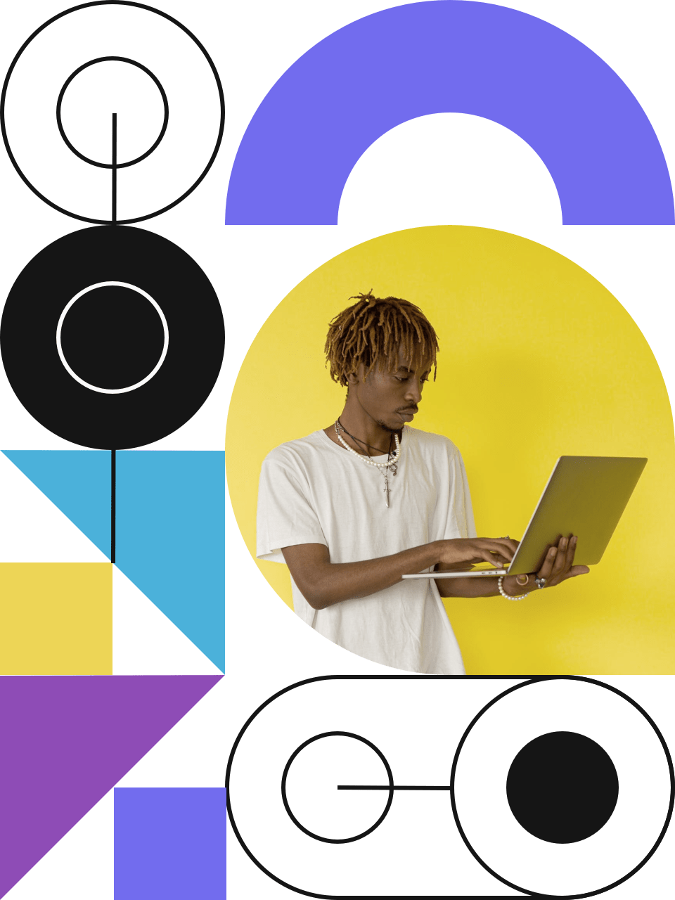 Laptop and shapes